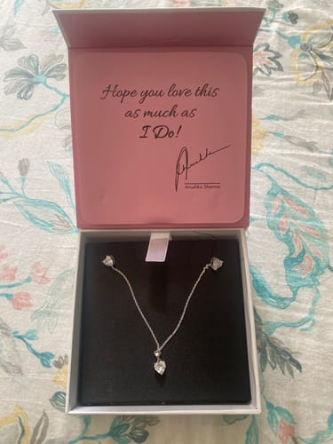 Customer photo review of Silver Solitaire Heart Set with Link Chain