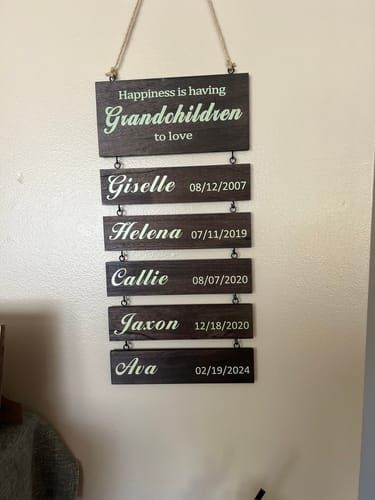 Customer photo review of Personalized Engraved Grandchildren Hanging Decorative Sign