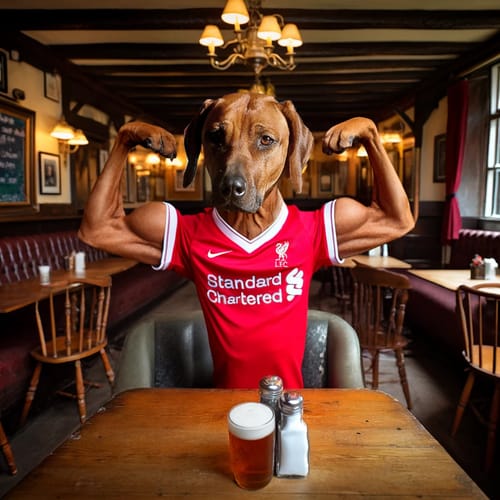 Customer photo review of Personalised Football Dog Art
