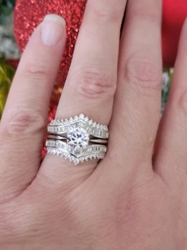 Customer photo review of Art Deco Solid 925 Sterling Silver Wedding Ring Set