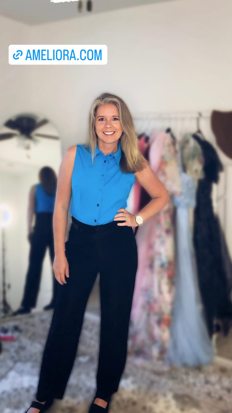 Customer photo review of The Annie - Sleeveless Button Up
