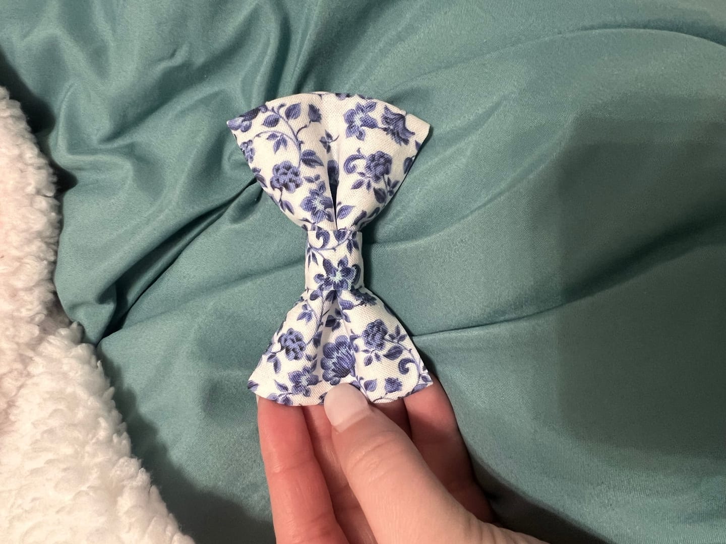 Customer photo review of French Blue Floral Bow Tie