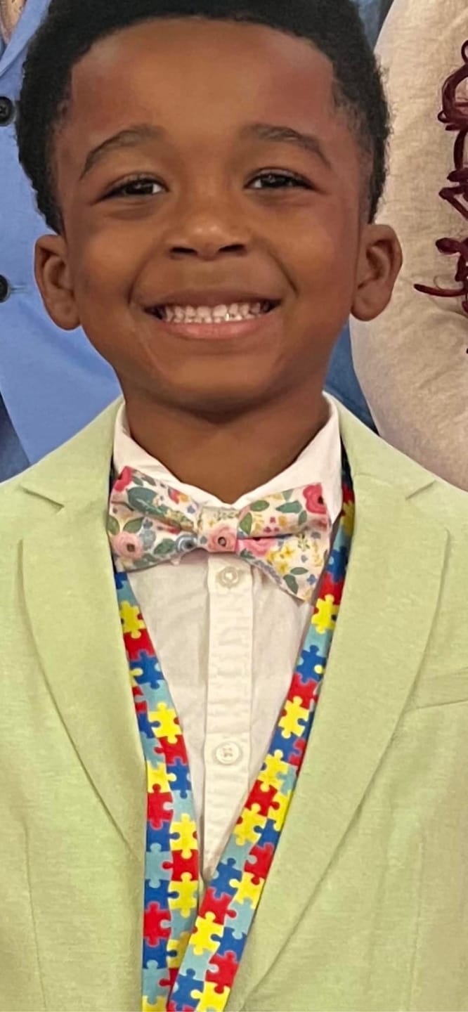 Customer photo review of Wonderland Garden Bow Tie & Cognac Buckle Suspenders Set