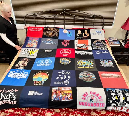 T-shirt quilt with music, family themes by David from CA
