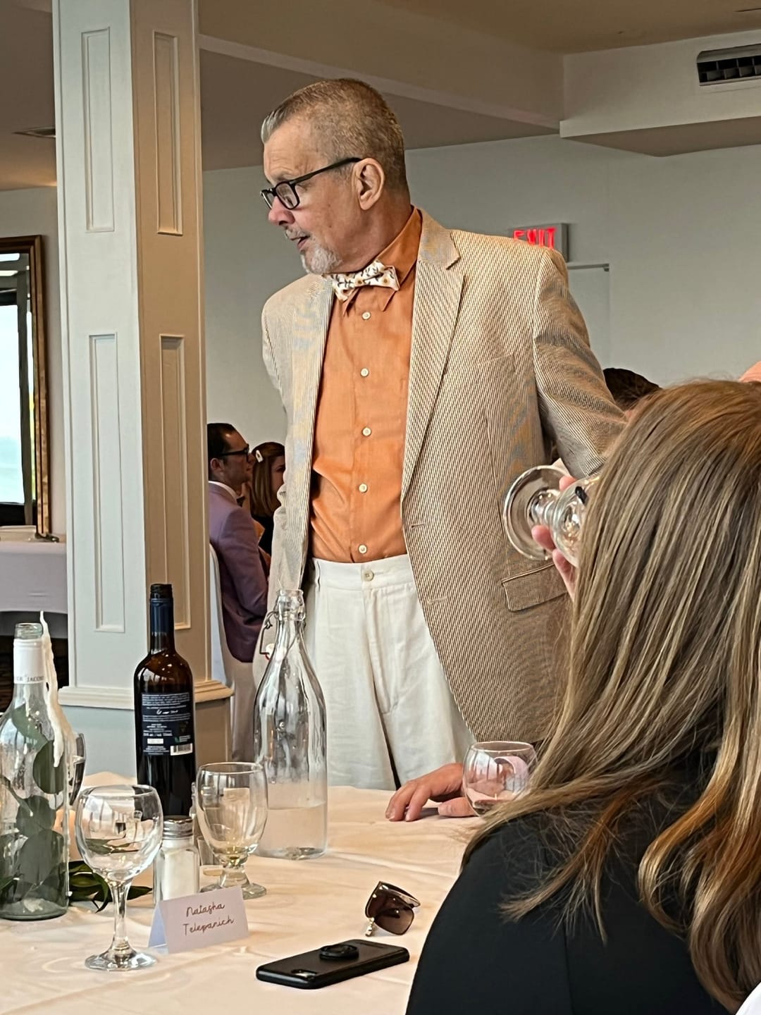 Customer photo review of Sunflower Bow Tie & Cognac Buckle Suspenders Set