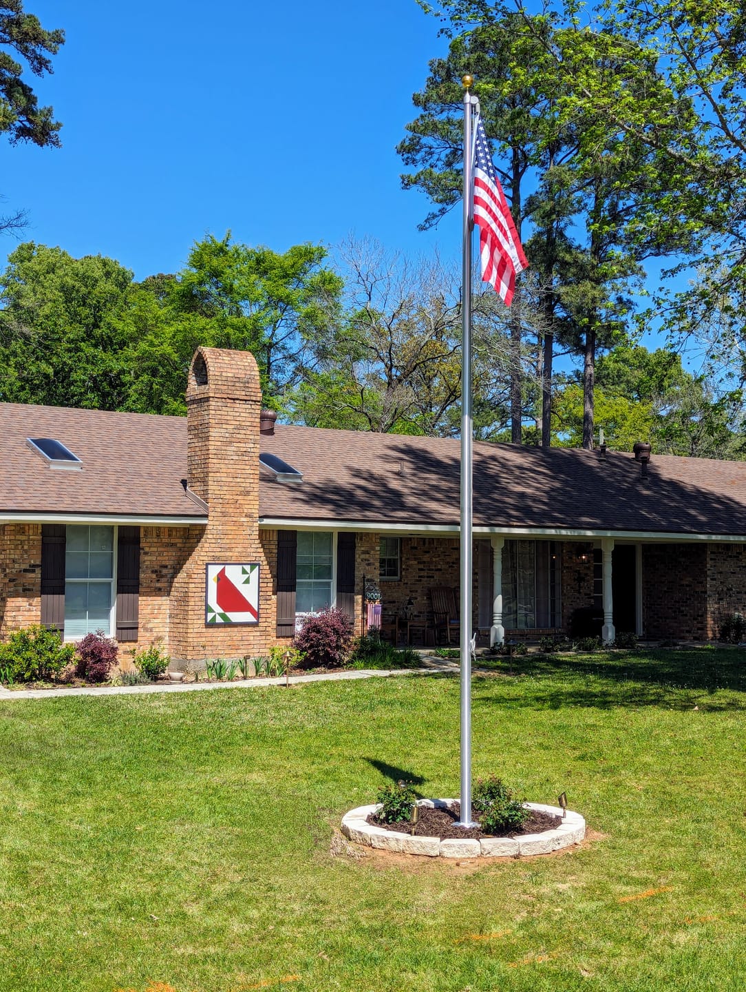 Customer photo review of 20 ft. Commercial Flagpole with External Rope Halyard Rated At 96 mph