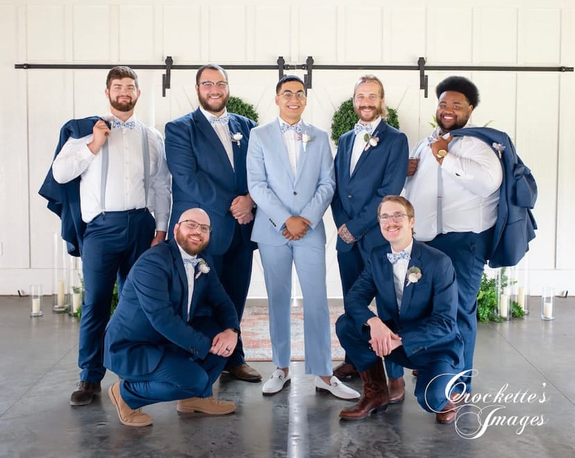 Customer photo review of French Blue Floral Bow Tie