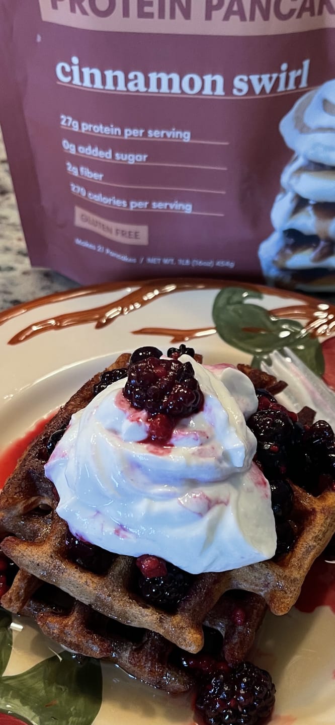 Customer photo review of Cinnamon Swirl Protein Pancake & Waffle Mix