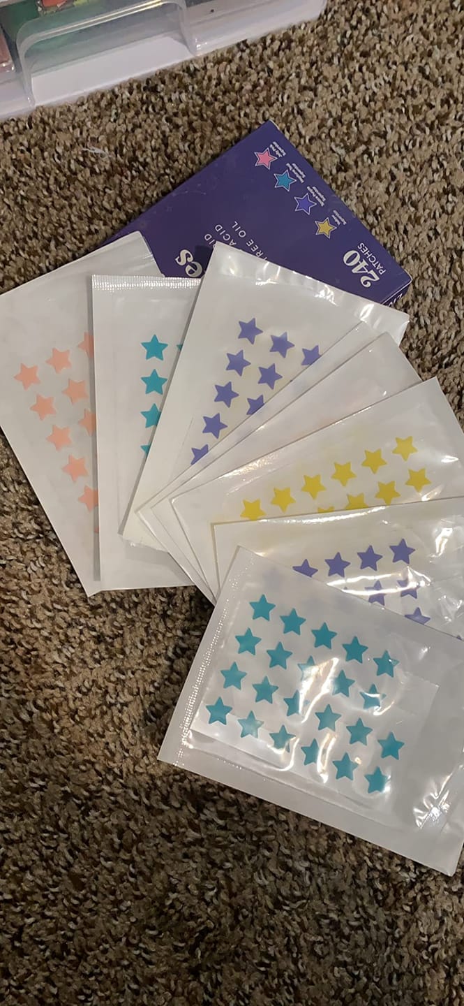 Customer photo review of 240 CT Mixed Superstar Pimple Patches w/Salicylic Acid & Tea Tree Oil