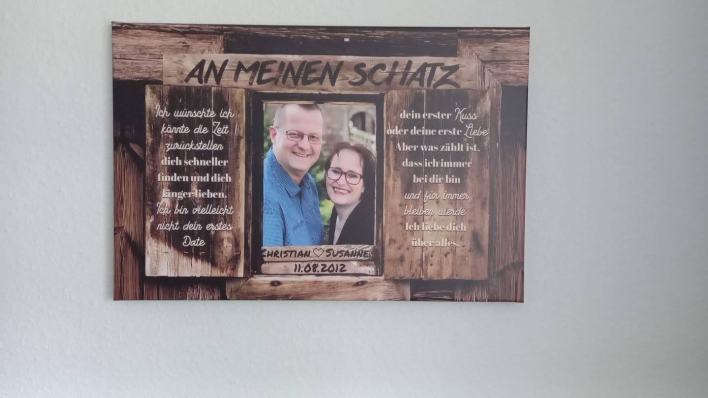 Customer photo review of Immer bei dir (an ihn) - Paar-Leinwand