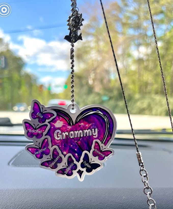 Customer photo review of Sparkling Grandma- Mom Heart Butterfly Kids, Multi Colors Personalized Ornament