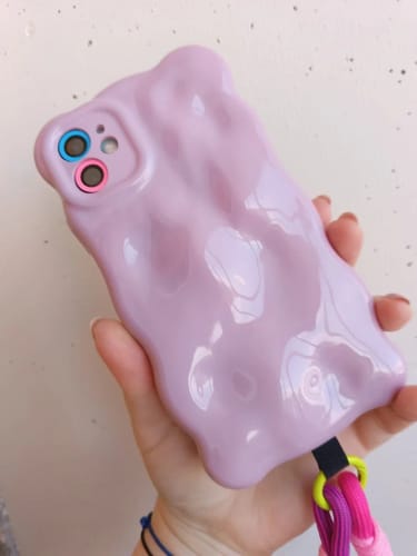 Customer photo review of 3D Bubble Wave Pattern Purple iPhone Case