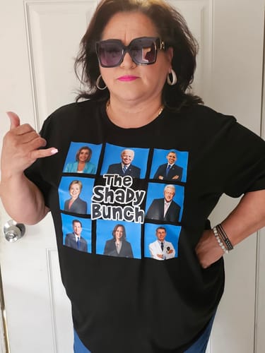 Customer photo review of The Shady Bunch T-shirt