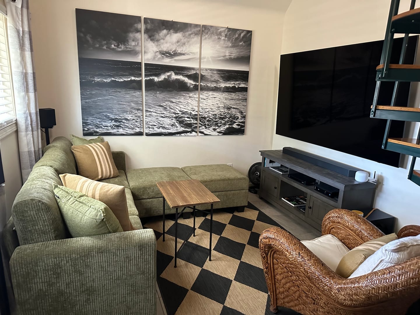 Customer photo review of Ocean waves with a sunburst and lens flare on a windy day in black and white. №2925 Ready to Hang Canvas Print