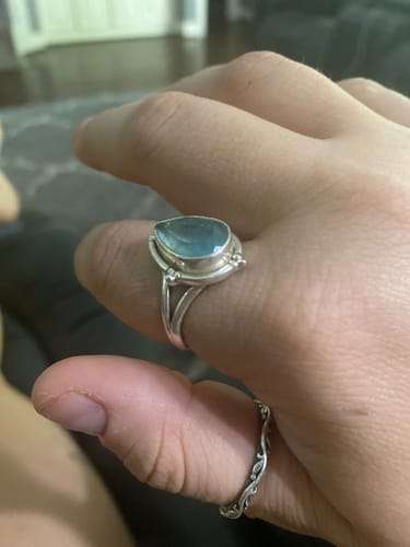 Customer photo review of Teardrop Aquamarine Ring Sterling Silver