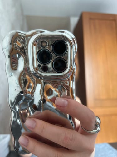 Customer photo review of 3D Bubble Wave Pattern Silver iPhone Case