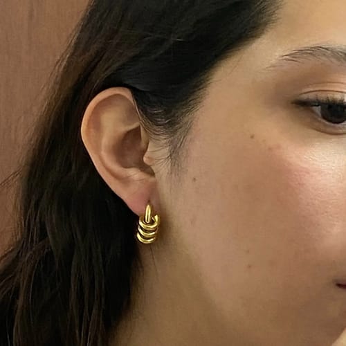 Customer photo review of Wire 18k Gold Plated Hoop Earrings