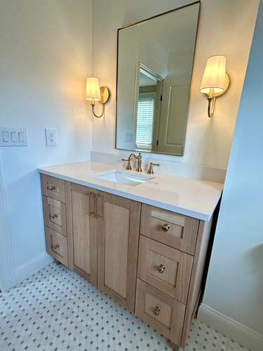 Customer photo review of Bridgeport 48" White Oak Bathroom Vanity