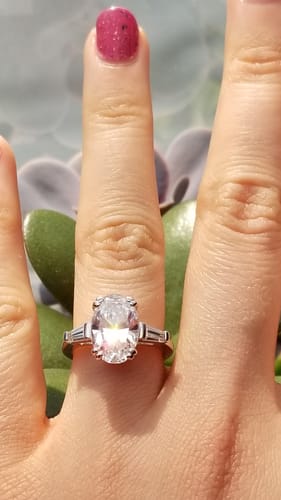 Customer photo review of 3-Stone 3ct Oval CZ Ring in Sterling Silver