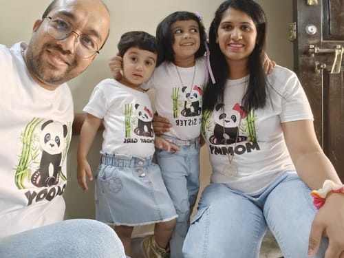 Customer photo review of Panda Theme Birthday Kid Matching Family Tshirt Set of 3 4 5
