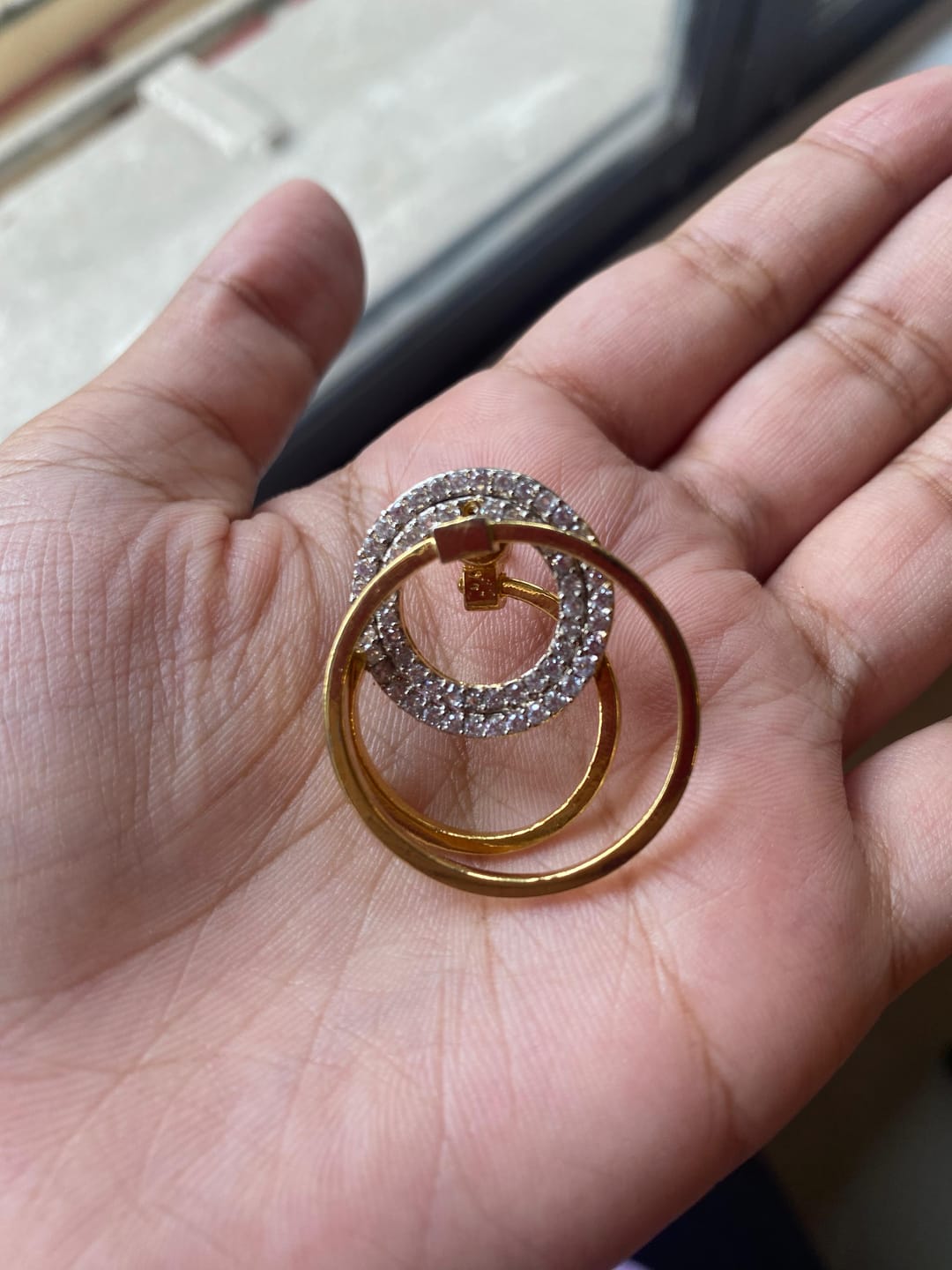 Customer photo review of Modern Earrings With Diamantes And Kundan Drop