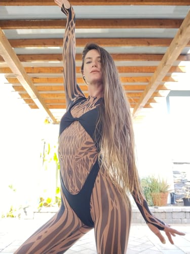Customer photo review of Ziona Nude Mesh Costume