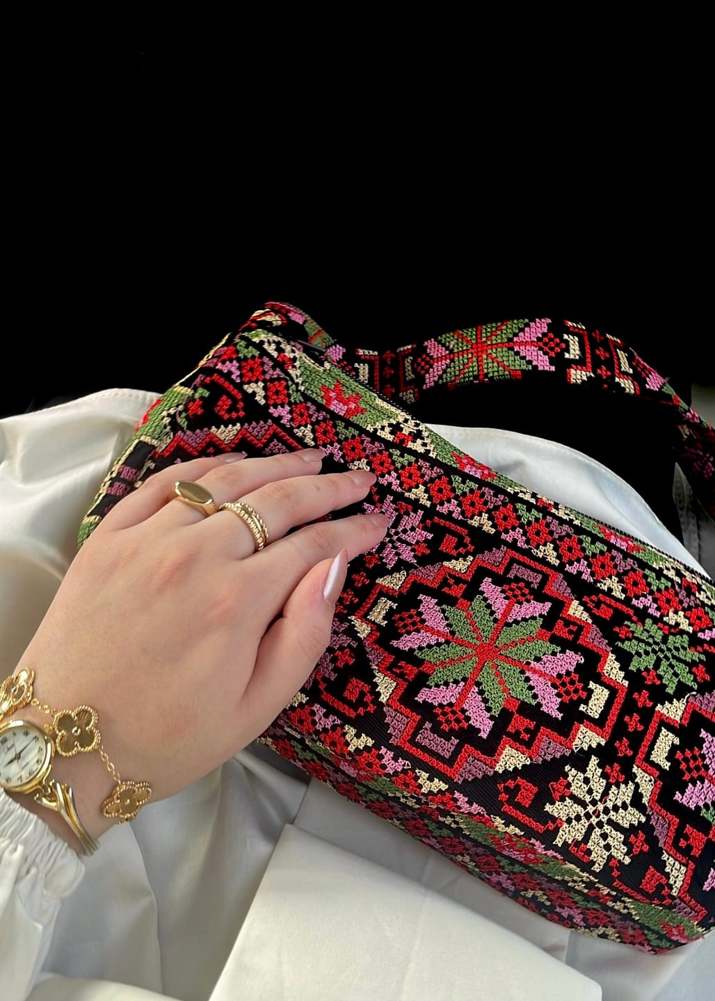Customer photo review of Embroidered Baguette Bag