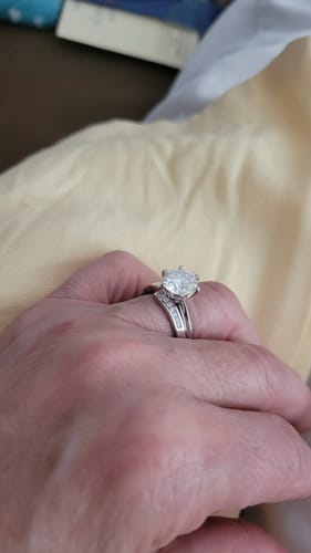 Customer photo review of Round Moissanite Bypass Wedding Band Ring