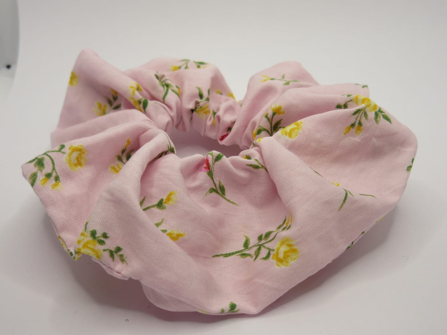Customer photo review of Yellow and Pink Ditsy Flowers on Pink Seersucker Fabric