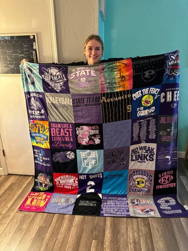 T-shirt quilt from pittsburg state university by Jennifer from KS
