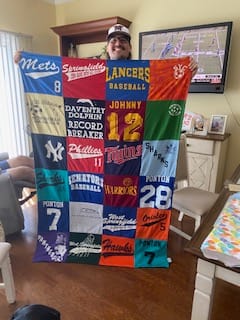 T-shirt quilt featuring new york mets, new york yankees by Sharon from VA