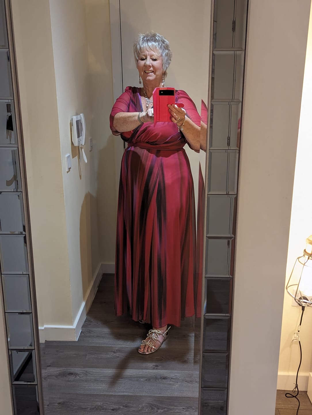 Customer photo review of Verity Wine Ikat Print Maxi Gown
