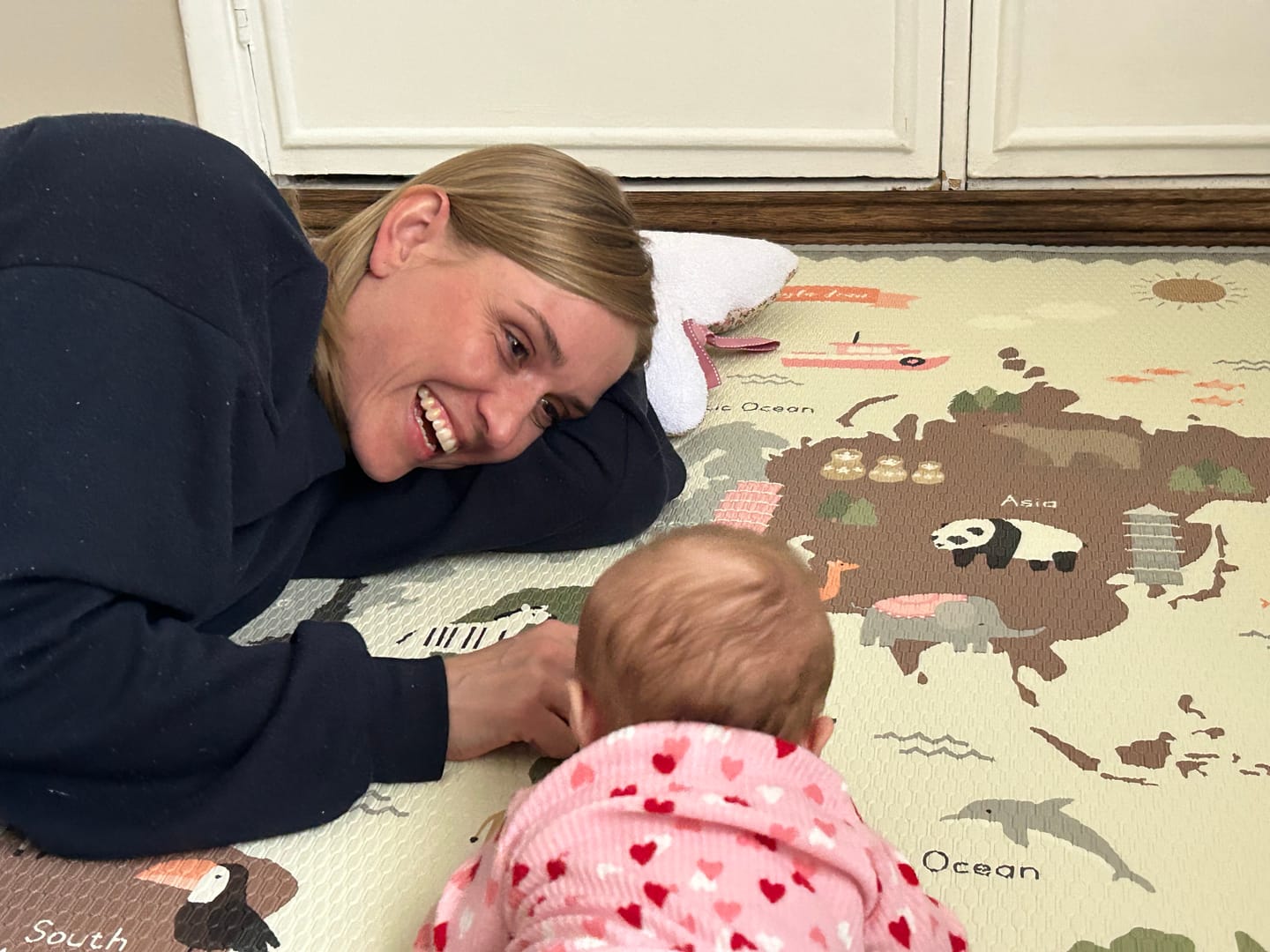 Customer photo review of World map and Grey brush stroke play mat
