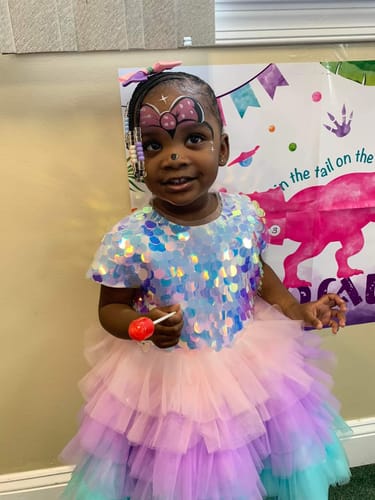 Customer photo review of Baby Girls Colorful  Sequins Princess Dress Toddler Christmas Dress Little Girl Party Dress