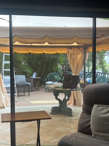 Customer photo review of Erommy 12' x 12' Outdoor Canopy Gazebo, Double Roof Patio Gazebo Steel Frame with Netting and Shade Curtains for Garden,Patio,Party Canopy, Beige