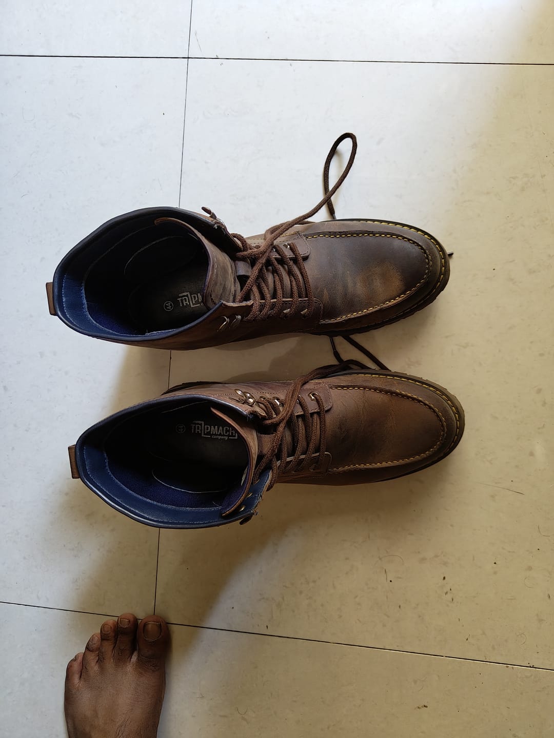 Customer photo review of boots moc-toe mocha