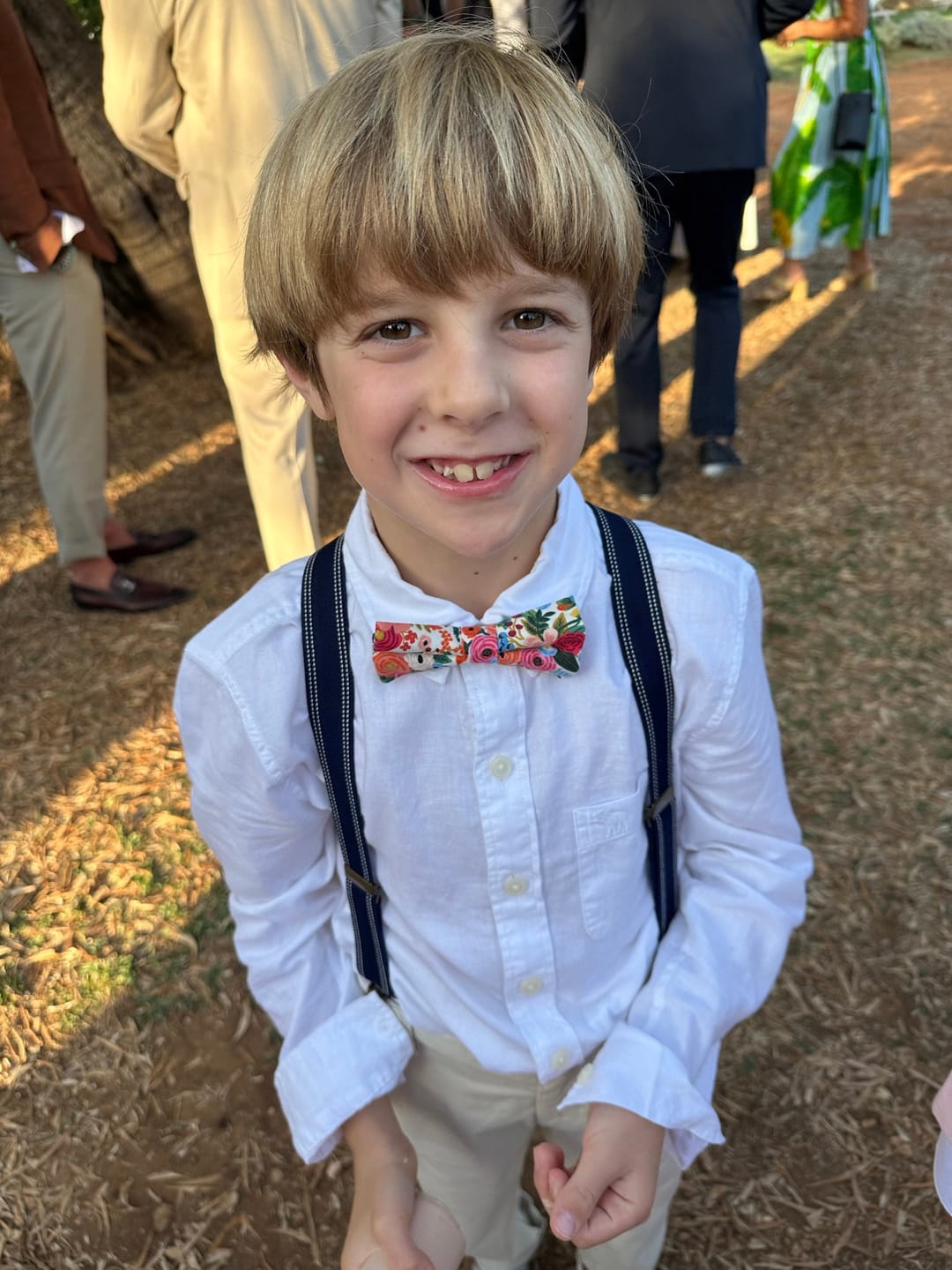 Customer photo review of Classic Rifle Paper Co Bow Tie & Black Suspenders Set