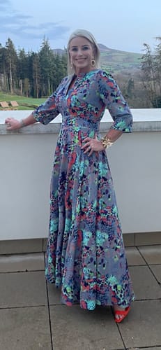 Customer photo review of Leopard Sunset Eleanor Maxi Dress