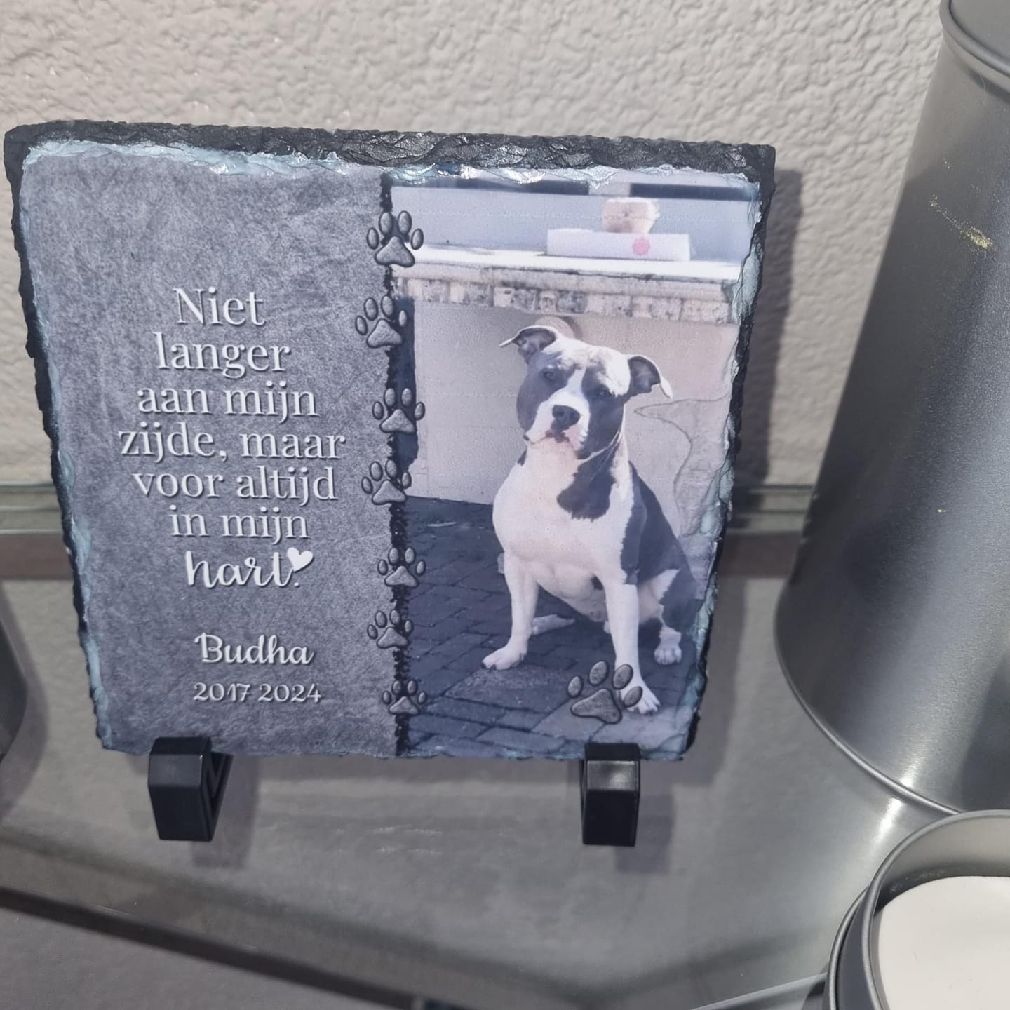 Customer photo review of Voor altijd in het hart - Gepersonaliseerde leisteen