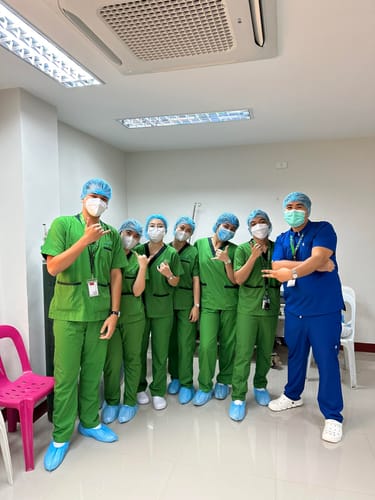 Customer photo review of Zip-Up Polo MoveTech® Scrub Top - Men / Cobalt Blue