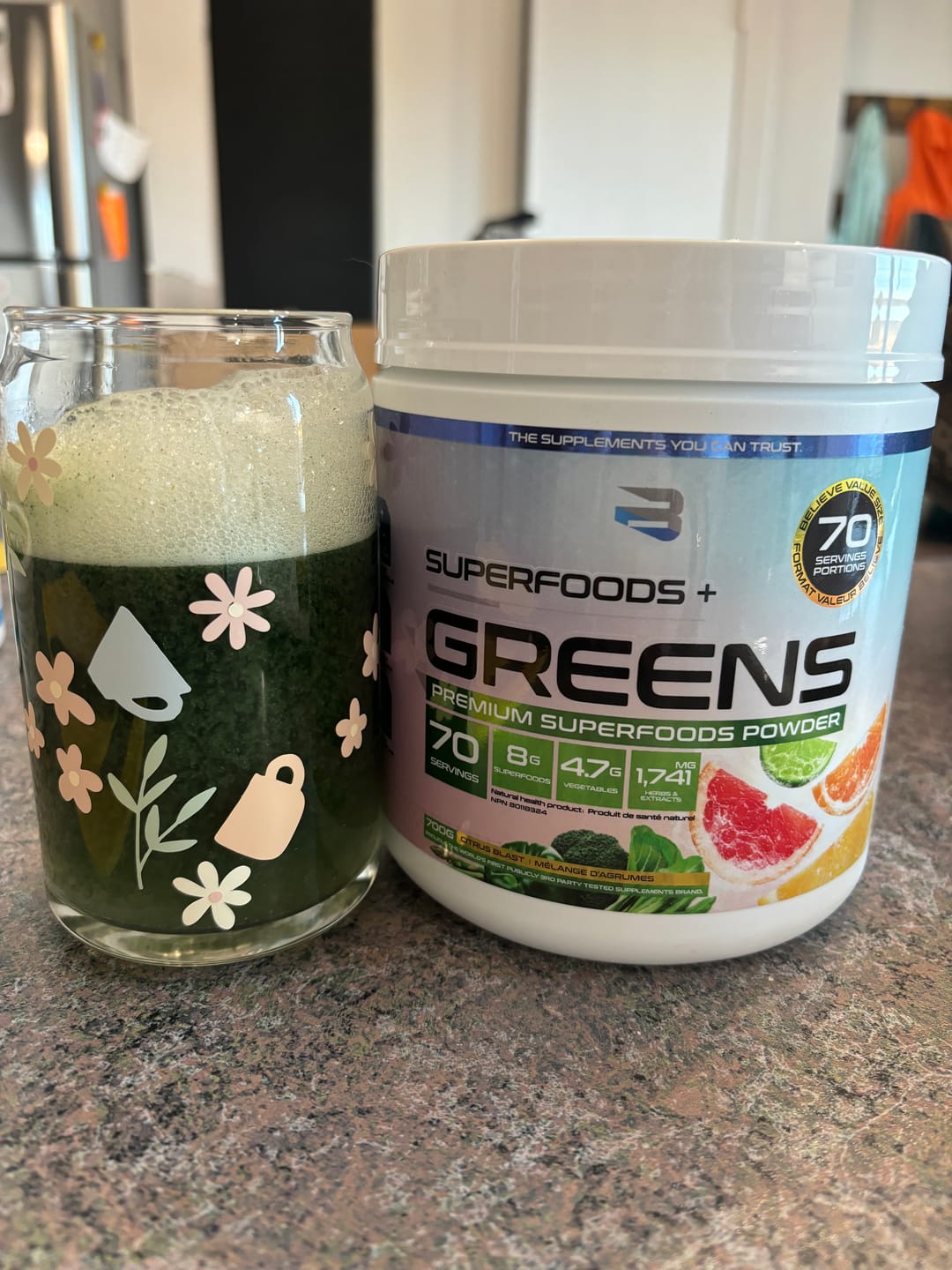 Customer photo review of Believe Supplements - Superfoods + Greens 70 portions - 700g