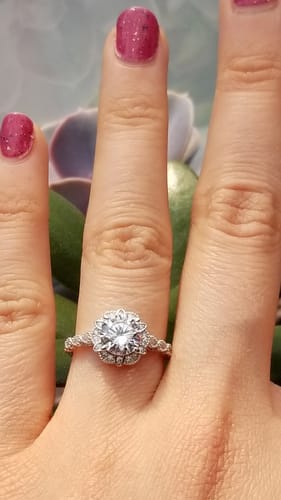 Customer photo review of Halo Flower CZ Ring in Sterling Silver