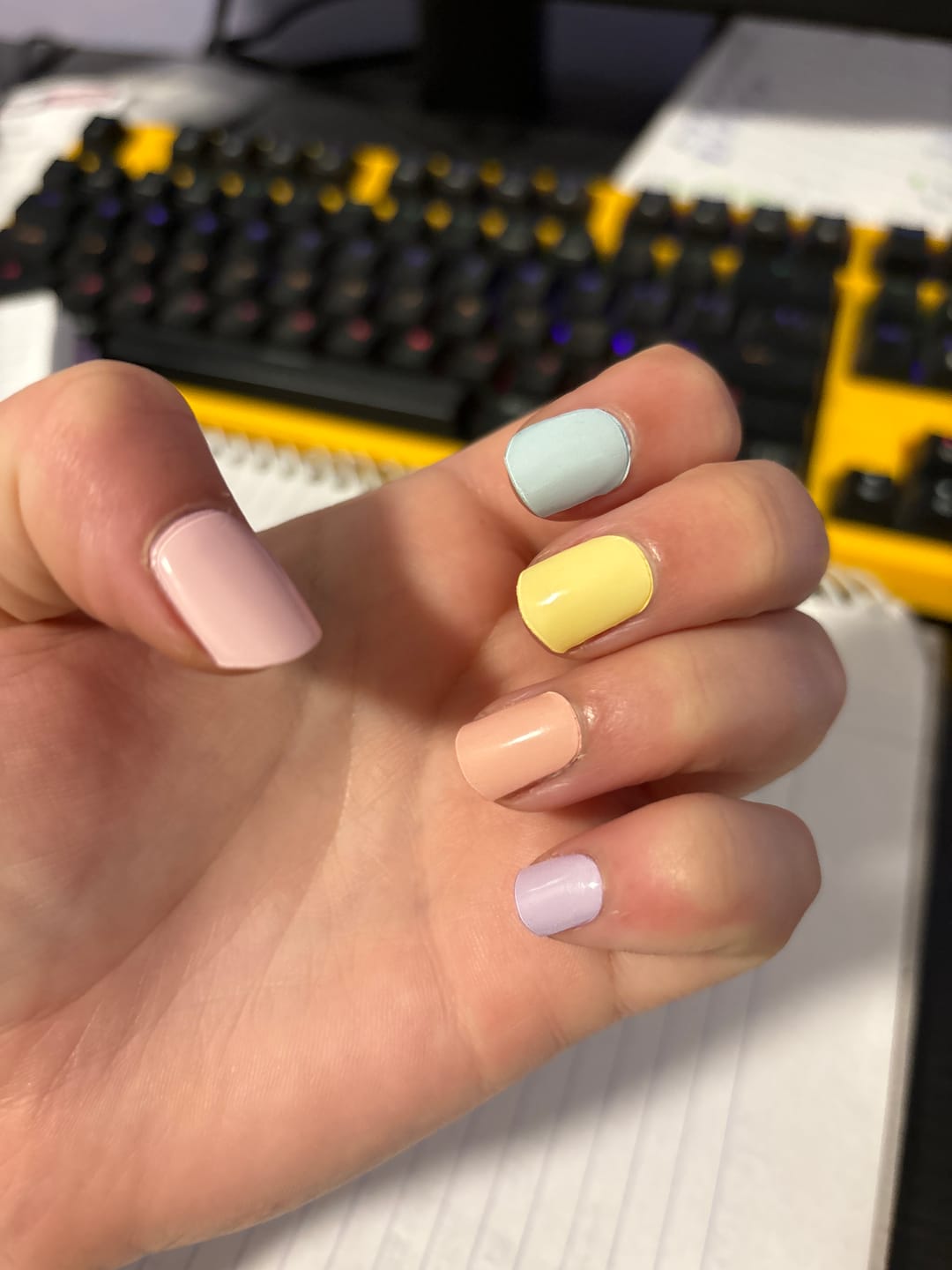 Customer photo review of Pastel Rainbow DIY Semicured Gel Nail Sticker Kit