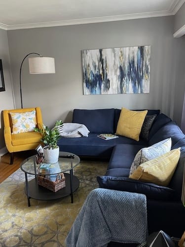 Customer photo review of 'Abstract Blue & Gold' Framed Canvas
