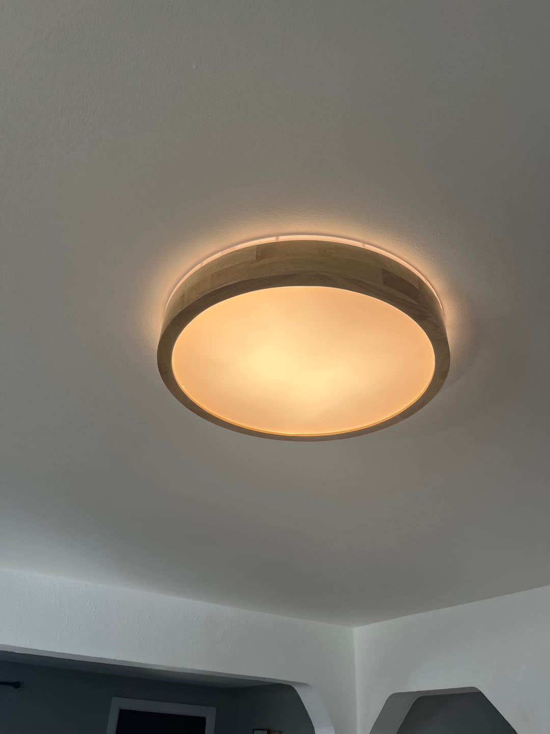 Customer photo review of Scandinavian Wooden Round LED Flush Mount
