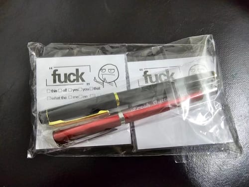 Customer photo review of Funny Fresh Outta Fucks Pad and Pen Sticker Gift
