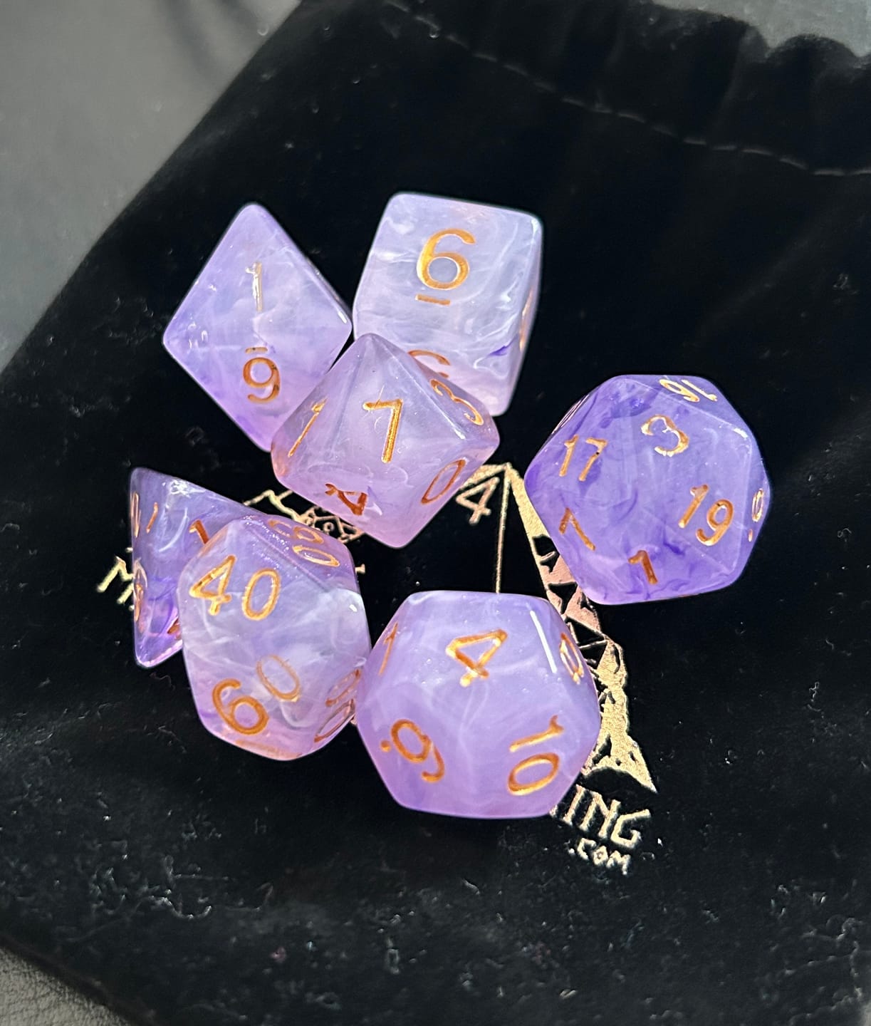 Customer photo review of Elixir of Slumber Acrylic Dice Set