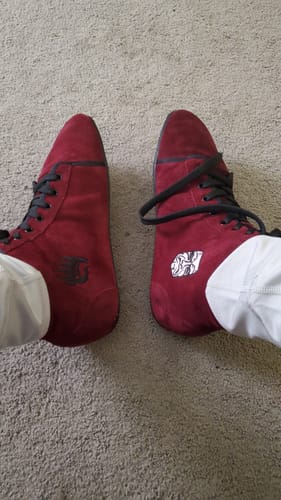 Customer photo review of Ursus Suede High-Top - Kabuki Krimson