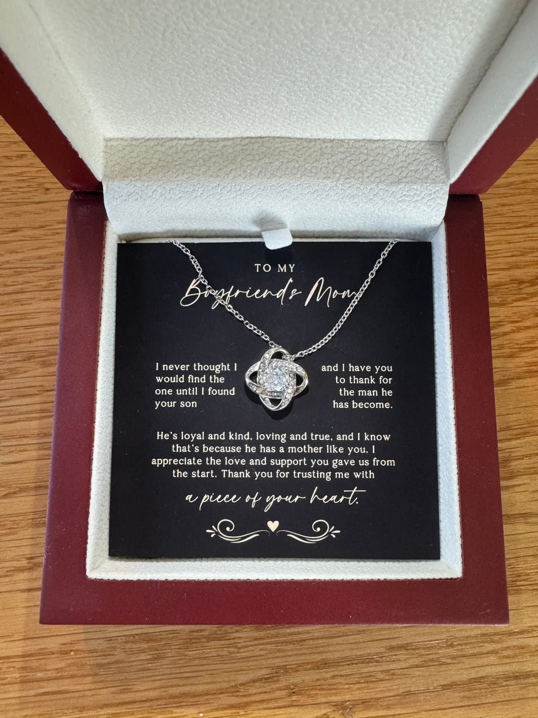 Customer photo review of A Piece of Your Heart Boyfriend's Mom Necklace