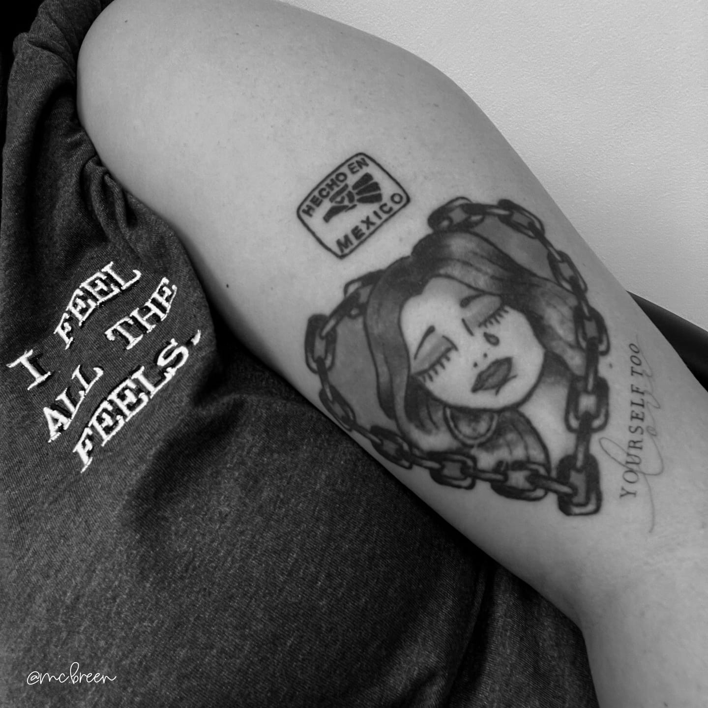Customer photo review of I Feel All The Feels Embroidered T-Shirt